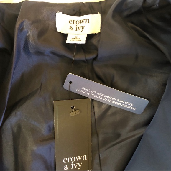 Crown & Ivy All Weather Navy Blue and White Snao front Jacket - Picture 8 of 8